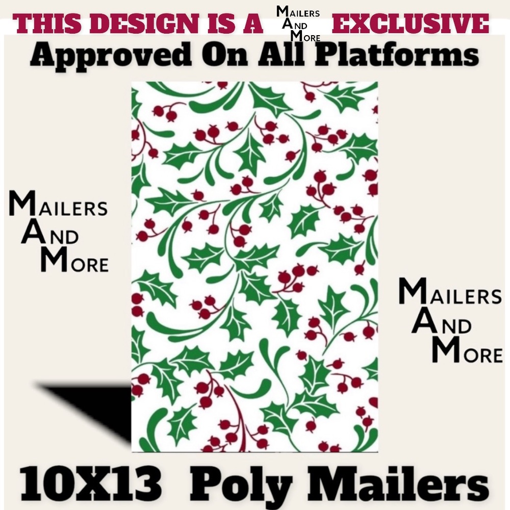 25 10X13 Poly Mailers Holly Berry Christmas PRICE IS FIRM - Picture 6 of 7